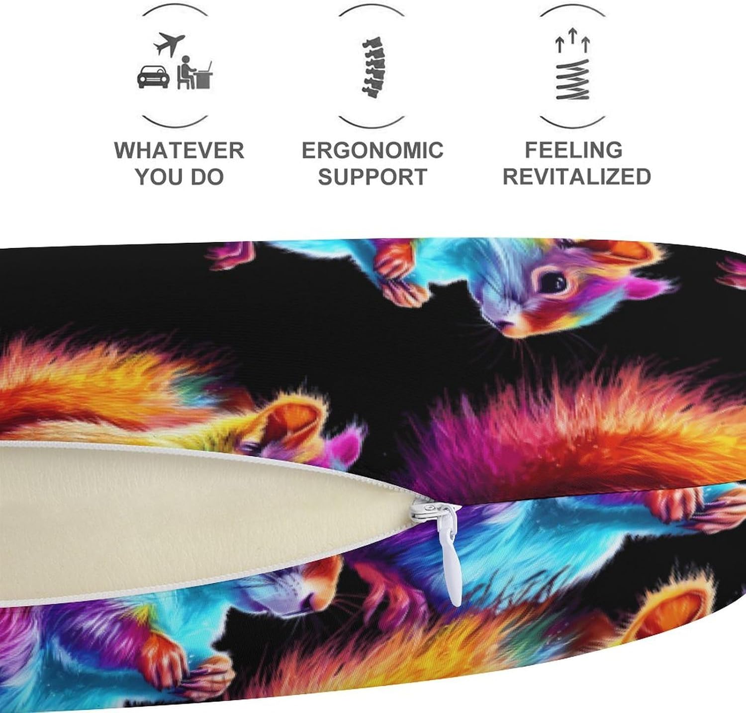 Colorful Squirrel Memory Foam Pillows U Shaped Travel Neck Pillow
