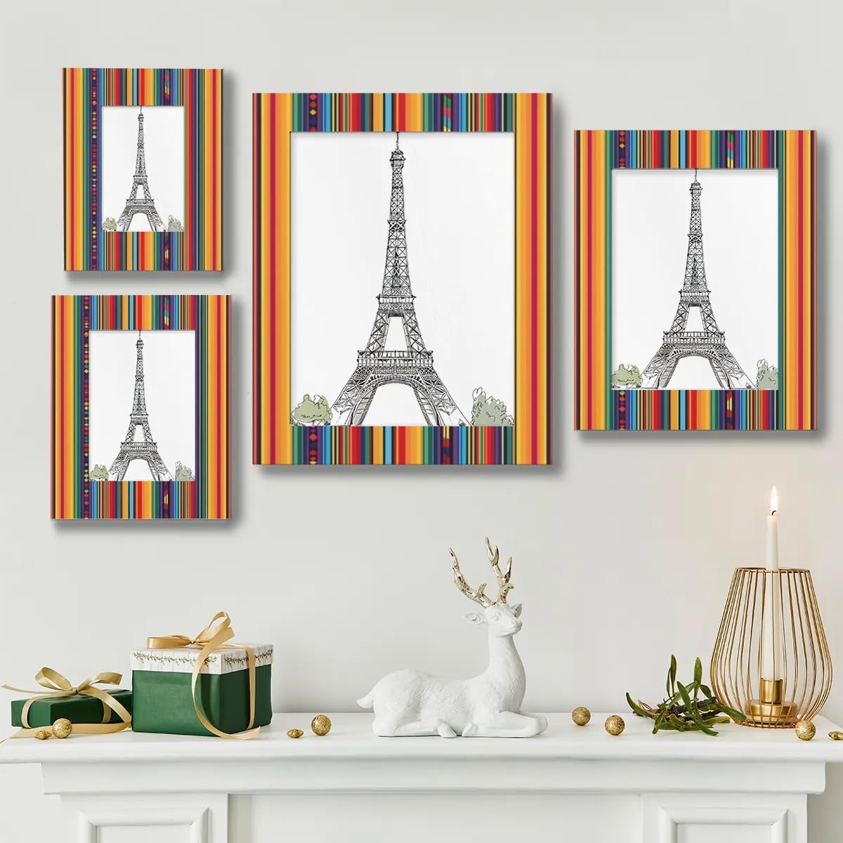 Cinco De Mayo 4x6 Picture Frame, Mexican Colorful Stripes Wood Photo Frame for Table Top Display Horizontal Display or Wall Mounting Vertical Picture Frame - Image 2