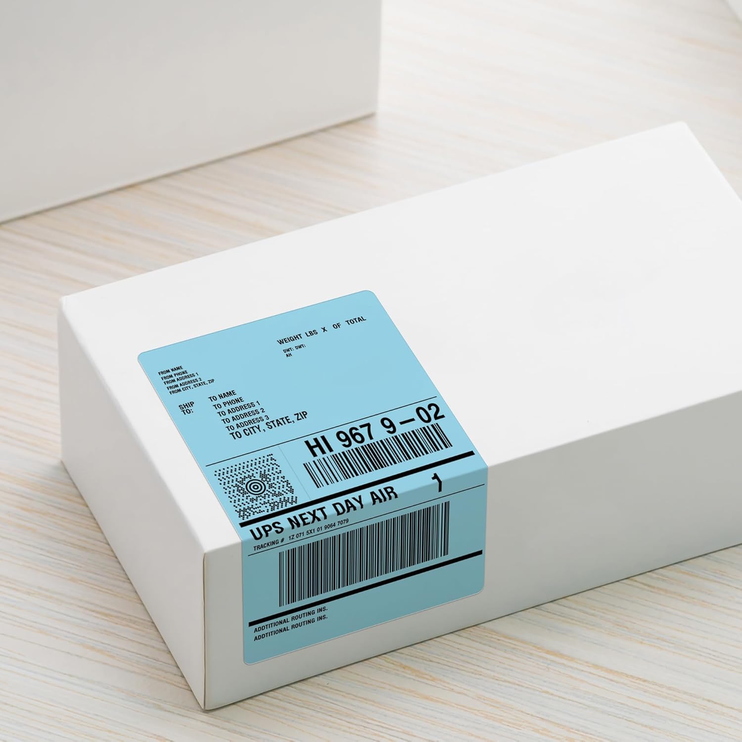 8NET 4 x 6 Blue Fanfold Direct Thermal Mailing Shipping Labels Self Adhesive, 500 Labels per Pack, Compitable with Most Thermal Printers