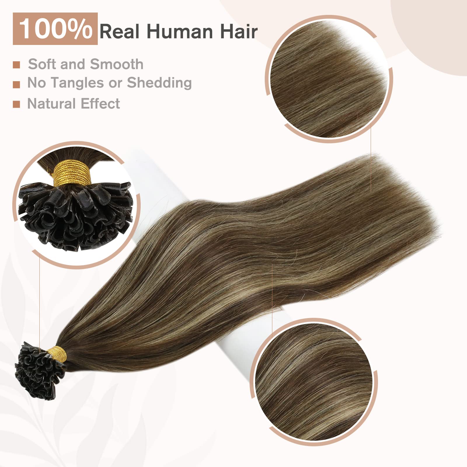 Fshine Extension Cheratina 55CM 50g Capelli Keratin Extension Lisci Hair Balayage Extensions Colore 4 Castano Scuro Con 27 Biondo Fragola E 4 Marrone Scuro Hair Extension 1g/ciocca Remy Hair Cheratina