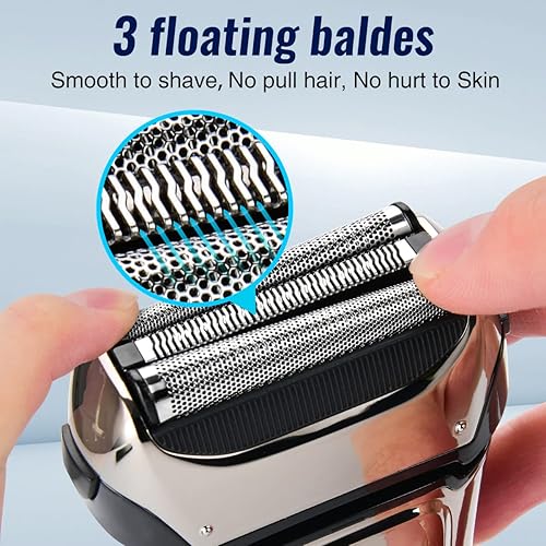 Miniatura 4 de PRITECH Maquinilla de afeitar eléctrica para hombres, afeitadoras eléctricas de papel de aluminio impermeable con recortador de barba, maquinilla de