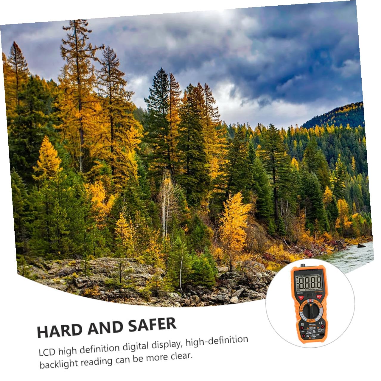 DOITOOL Handheld Digital Multimeter High Accuracy Auto Multitester for Voltage Resistance Capacitance Frequency Testing with Abs Fireproof Shell and Ergonomic Support Frame