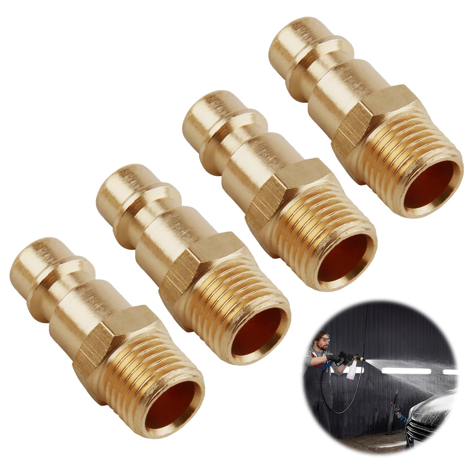 Lot De 2 Raccords Rapides En Laiton 1/4" – Filetage Extérieur Mâle, Pour Air Comprimé, Outils Pneumatiques