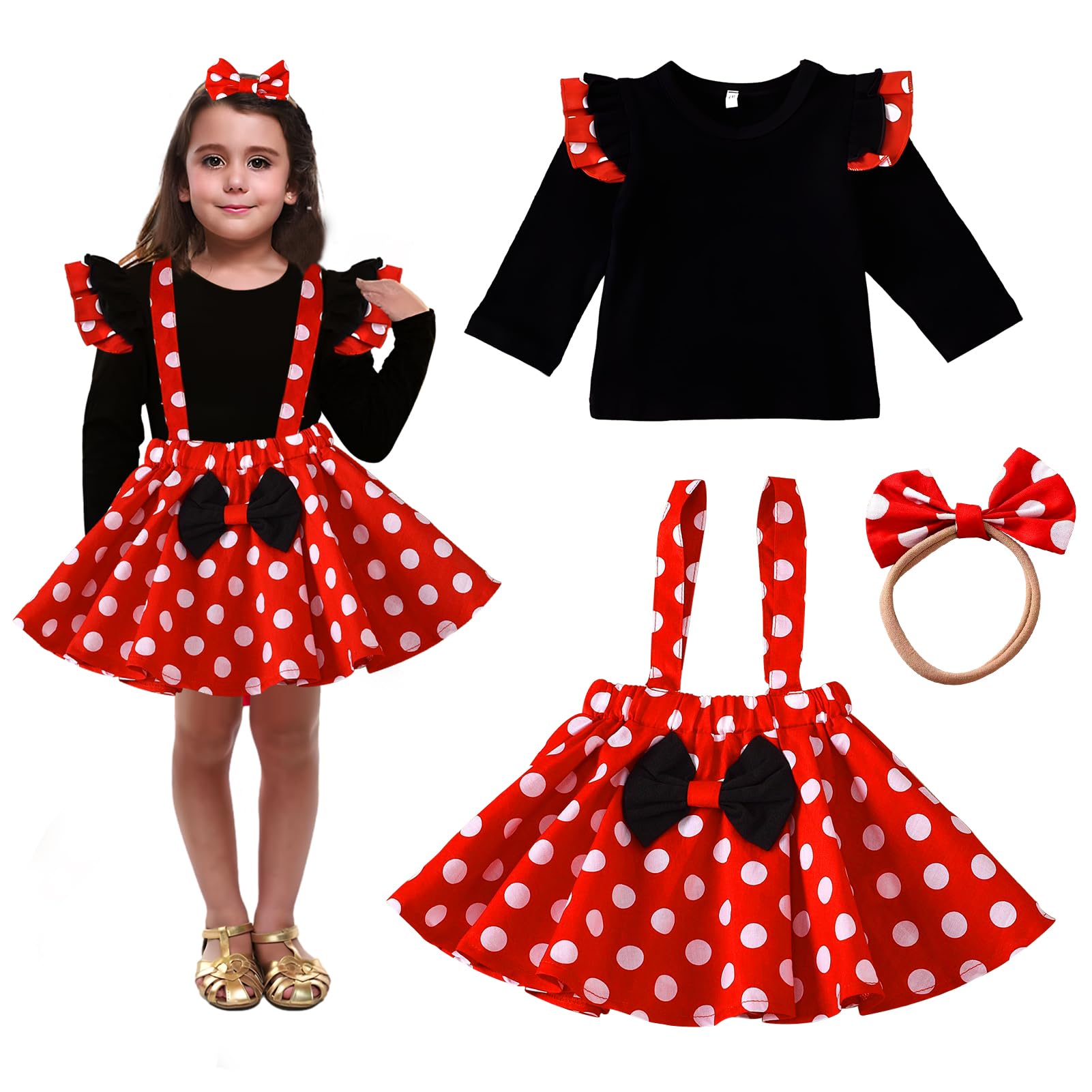 Meanju Disfraz De Ratón Para Niños Pequeños Con Diadema Con Orejas De Ratón, Tutú De Lunares Rojos, Vestido De Princesa Para Fiesta De Disfraces, Carnaval, Fiesta De Carnaval