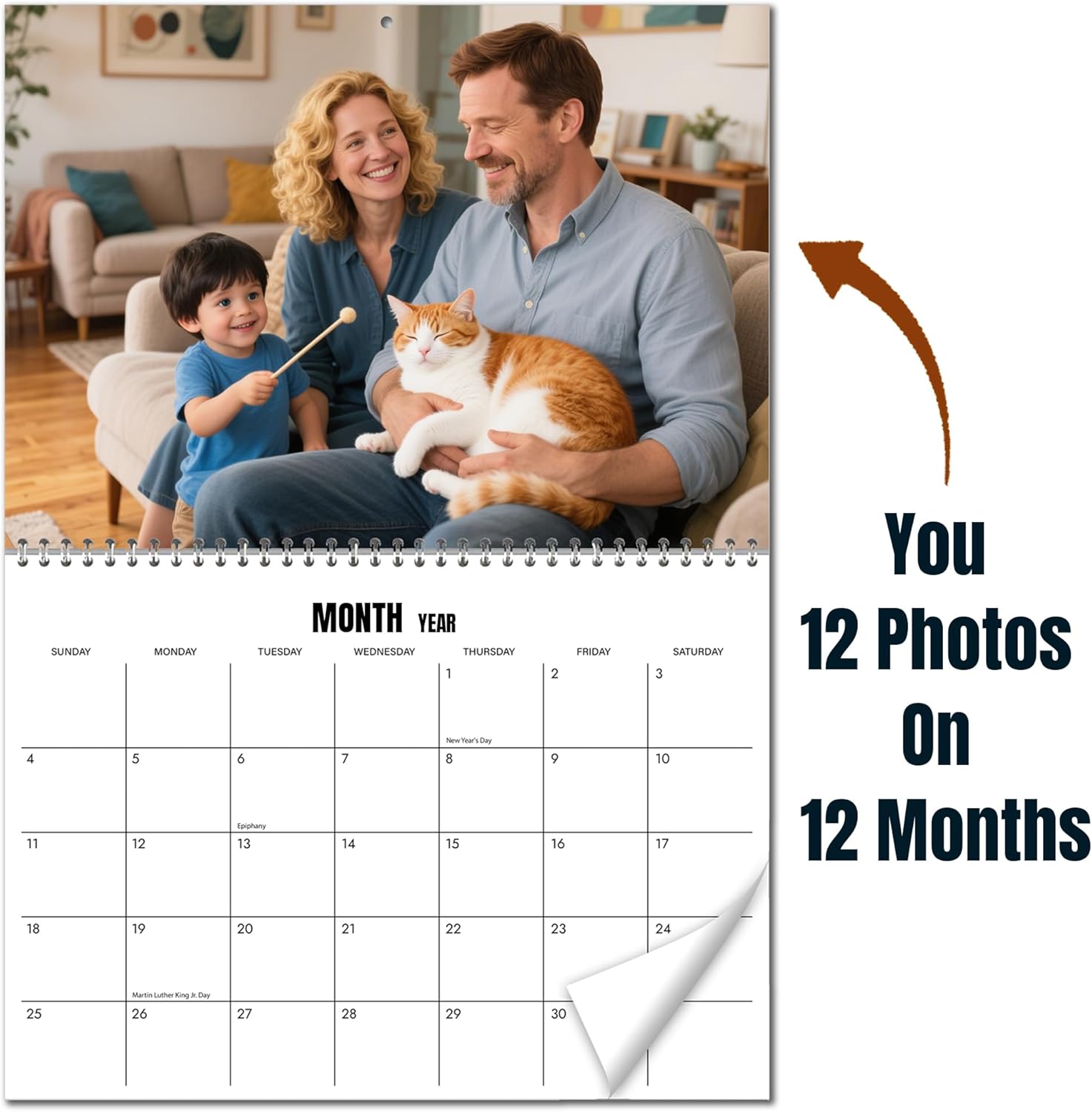 Custom Photo Wall Calendar 2026 for Home & Office Print Custom Photo Wall Calendar 2026 for Home & Office Print