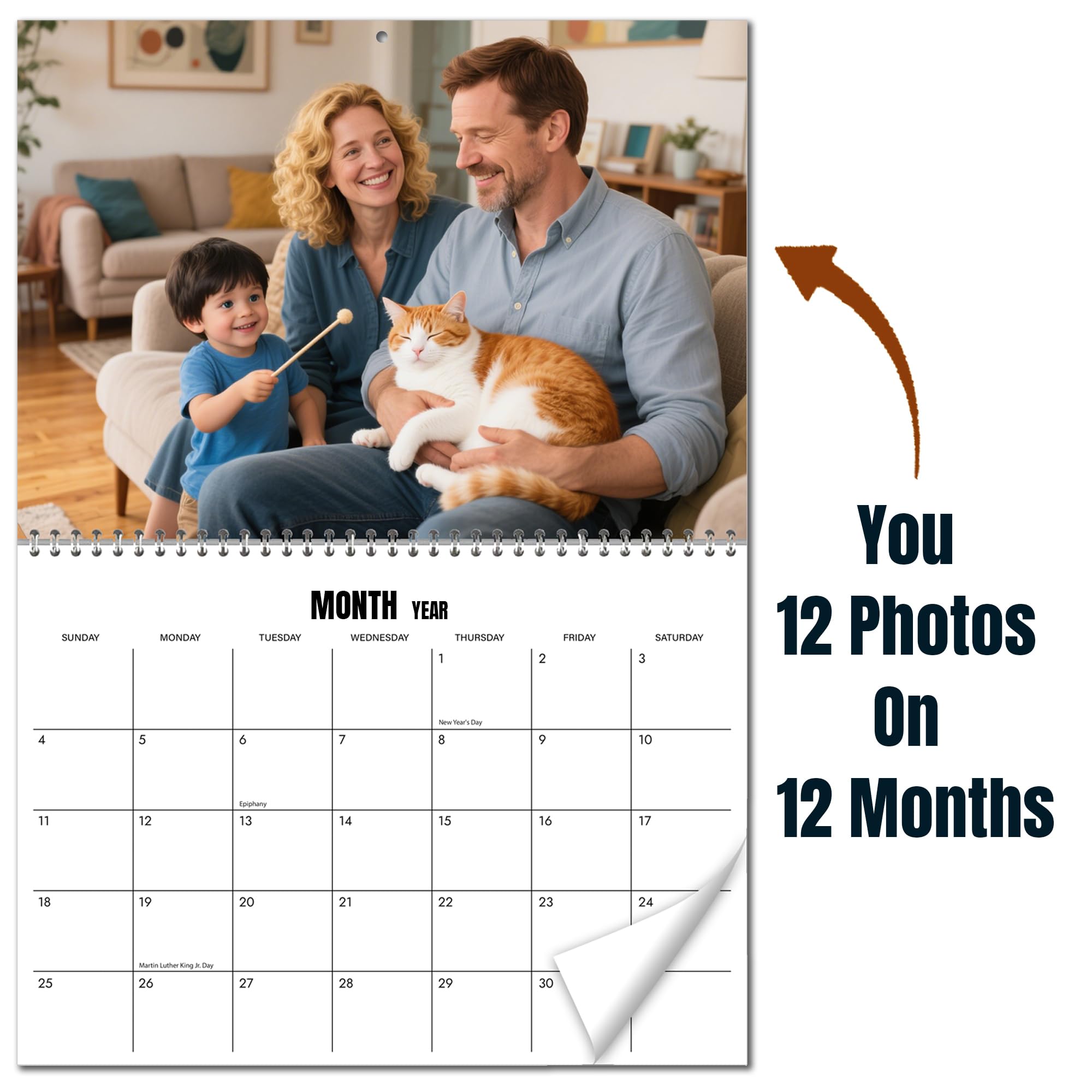 Custom Photo Wall Calendar 2027 for Home & Office - Print Your 13 Memories,Make Your Own Personalized Calendar 2027 - Customized photo Gift