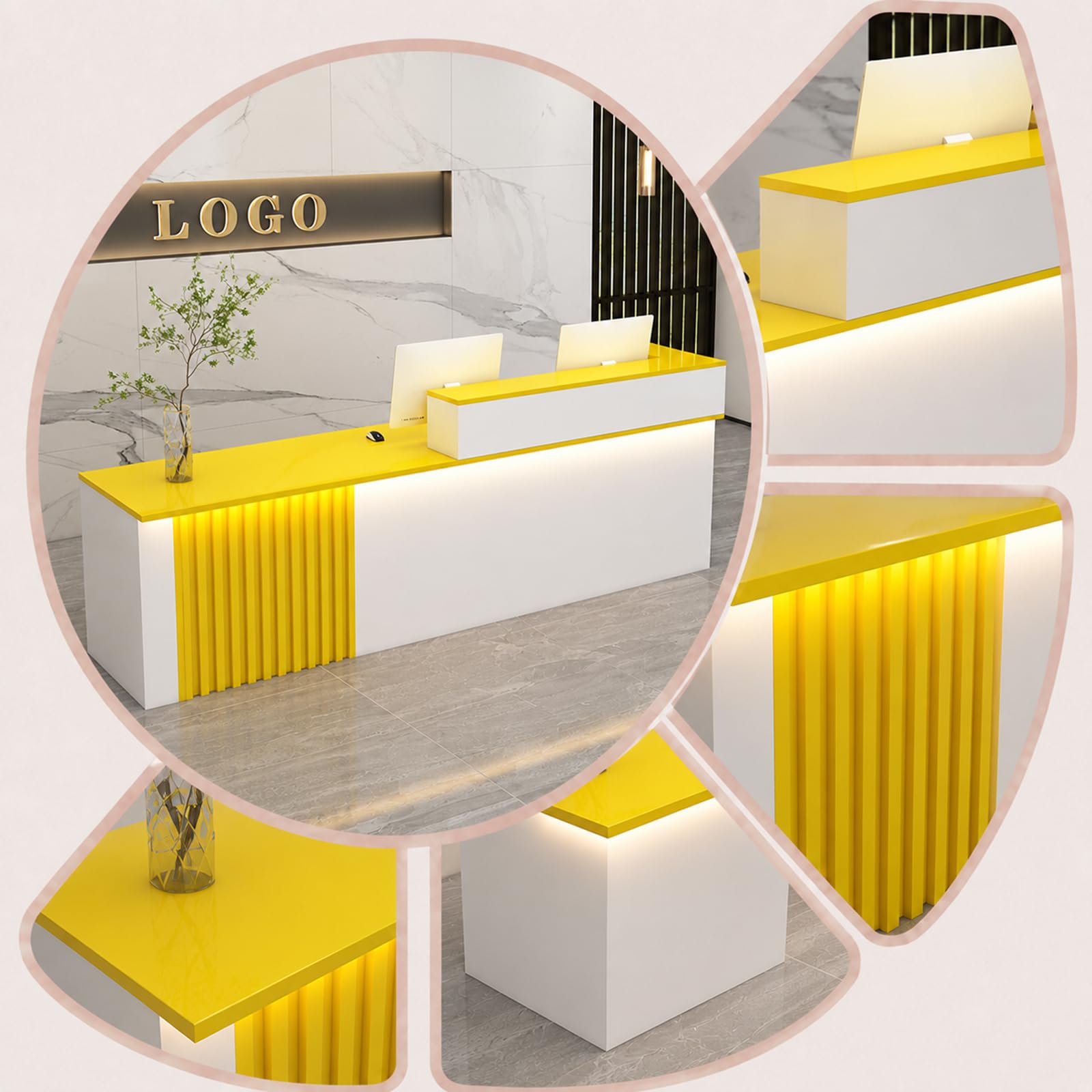 Empfangstheke L-Form Kassentheke Für Büros Salon Geschäft G - Left, 380cm