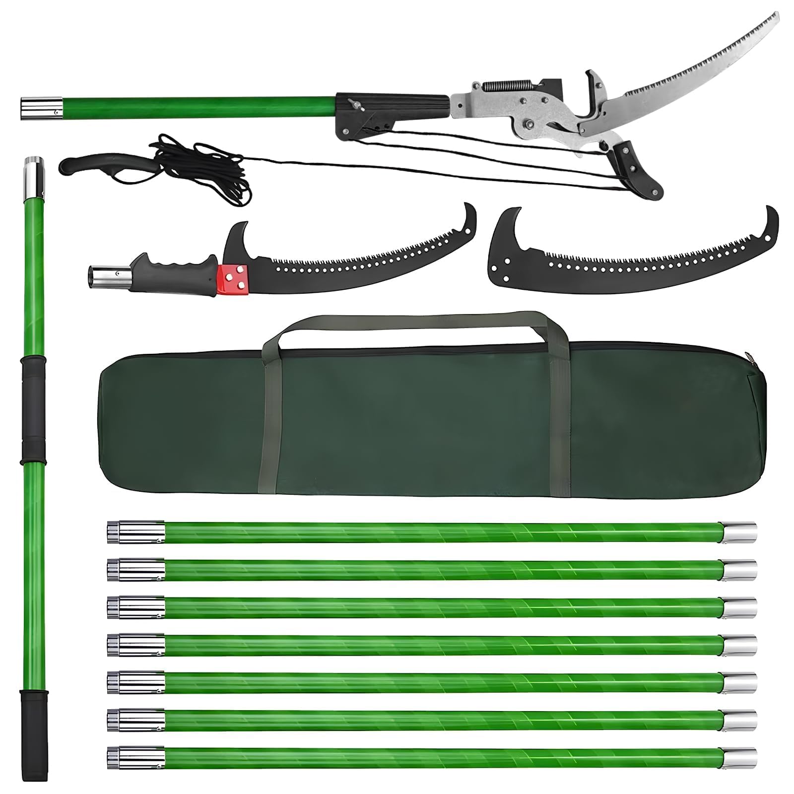 OKSTENCK 30ft Adjustable Long Handle Telescopic Tree Pruner,Upgraded Gear Manual Tree Pole Saw High Branch Scissors with Cutter and Storage Bag for Pruning high Branches Such as Palm Trees.