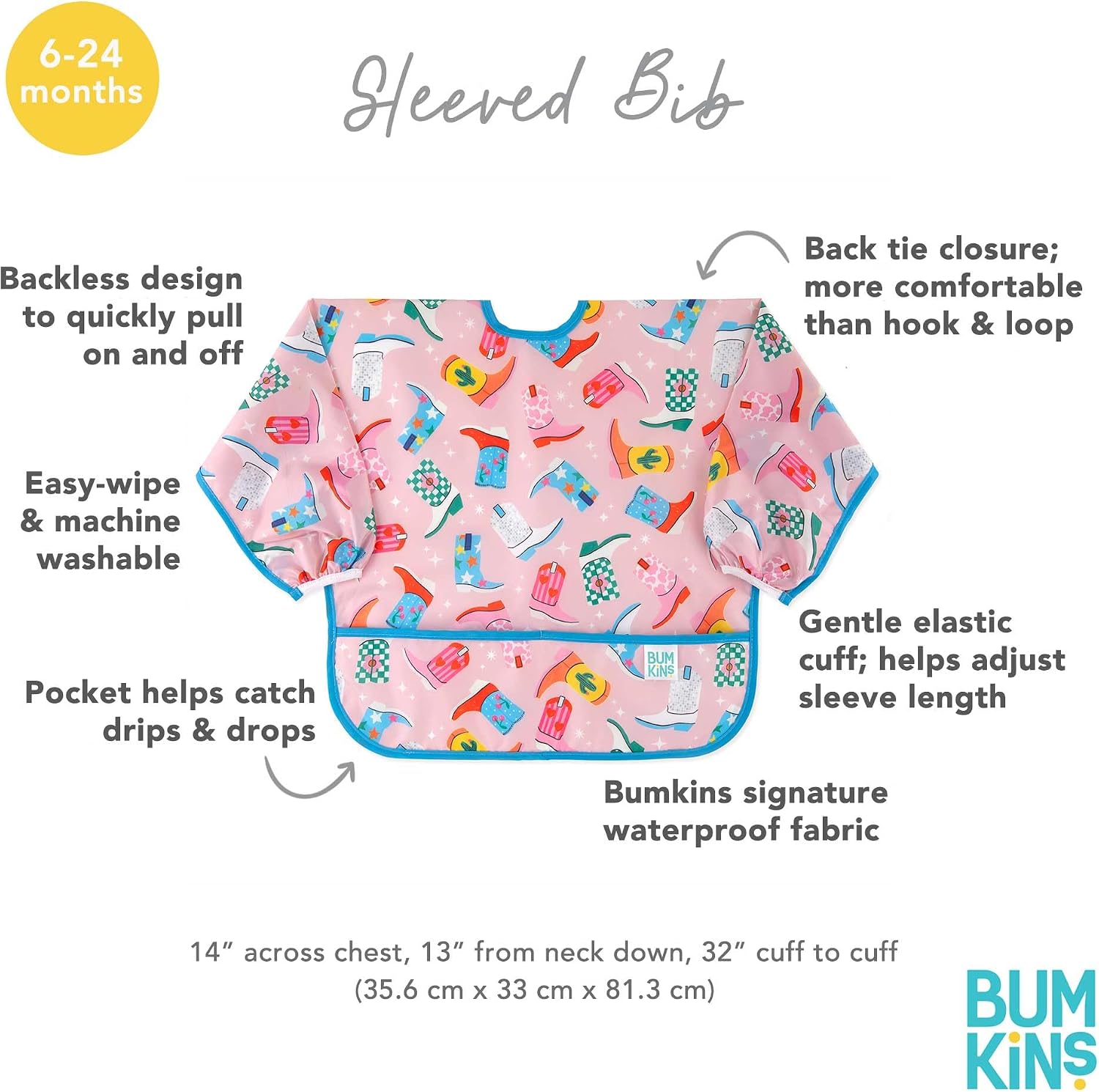 Bumkins Ruffle Apron Bib and 2-pack Sandwich Bags, Waterproof Fabric image 5