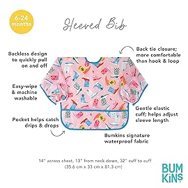 Bumkins Sleeved Bib for Girl or Boy Baby and Toddler for 6-24 Mos, Essential Must Have for Eating, Feeding, Baby Led Weaning Supplies, Long Sleeve Mess Saving Food Catcher, Soft Fabric, Cowgirl Boots