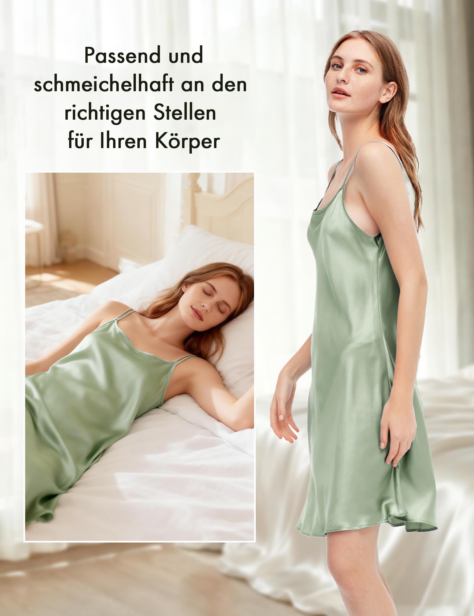 LilySilk Damen Bezaubernd Seide Nachthemd Hauskleid Nachtkleid Nachtwäsche Mini Kurzd 19 MM Silk Sleepwear Unterkleid Frau Rosa Schwarz Rot Negligee unterwäsche Verpackung MEHRWEG