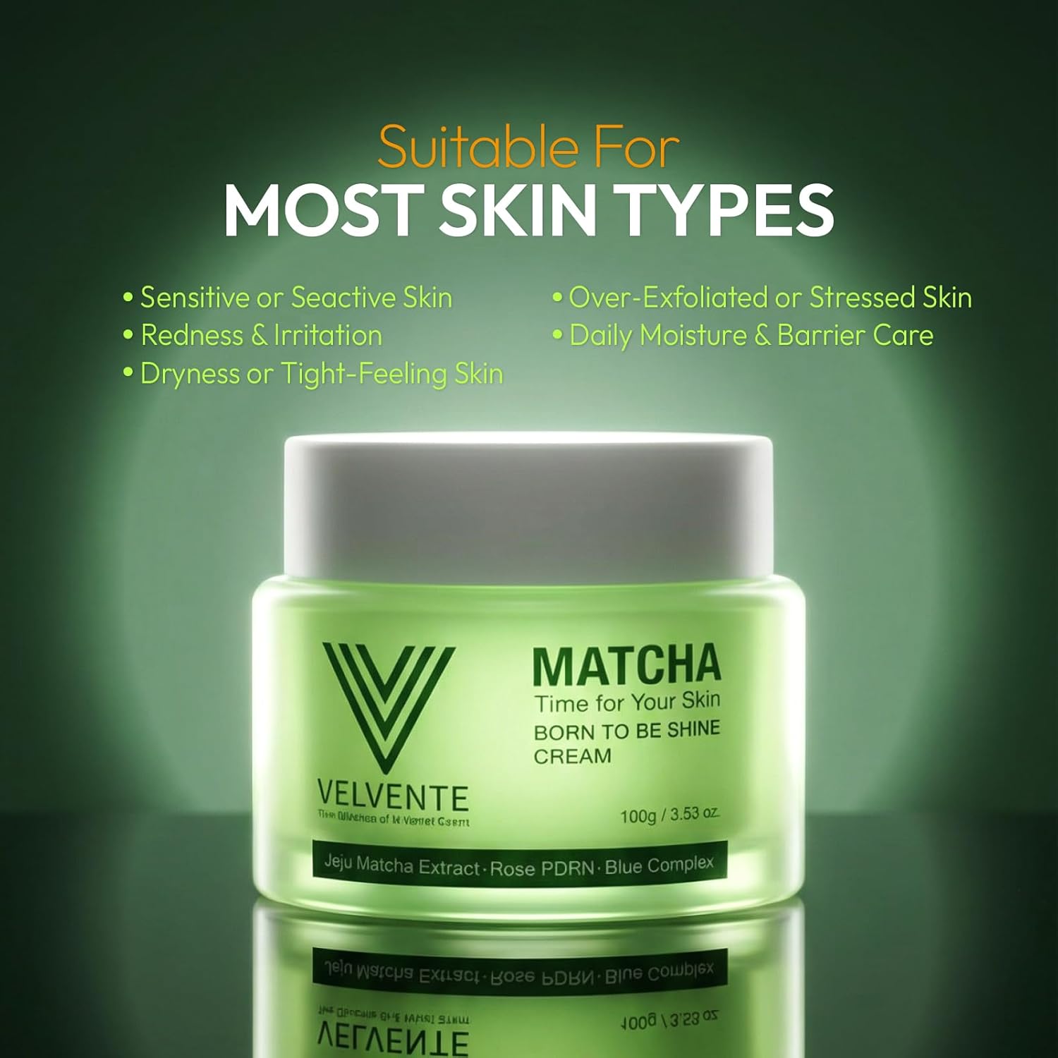 Matcha Hydrating Facial Moisturizer, Rose PDRN All-in-One Skin Face Cream for Redness, Dark Spot, Acne-Prone Skin, Brightening, Anti-Aging, Barrier Support Cream, Korean Skincare 3.53 oz - Image 5