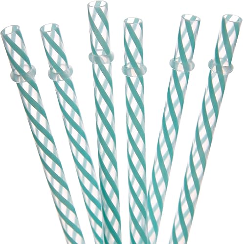 Miniatura 17 de Dakoufish Focos de plástico reutilizables y gruesos, de plástico, 12 piezas de 9 pulgadas, sin BPA, pajillas Mason Jar transparentes, a rayas, 6
