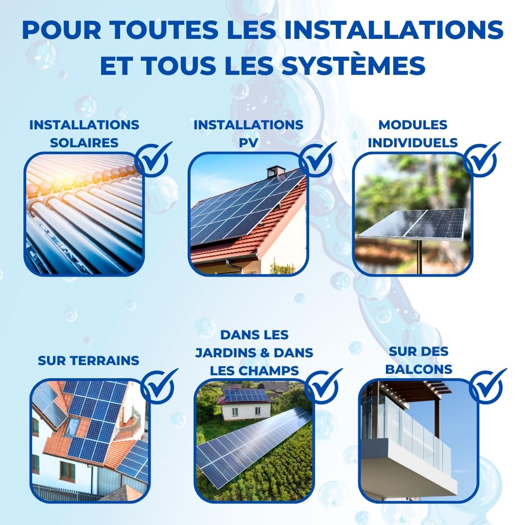 PandaCleaner Nettoyant solaire bio - 2 l de nettoyant photovoltaïque - Haute concentration 1:100 - Nettoyage et extension de la durée de vie - Pour les centrales électriques de balcon (2 x 1 l)