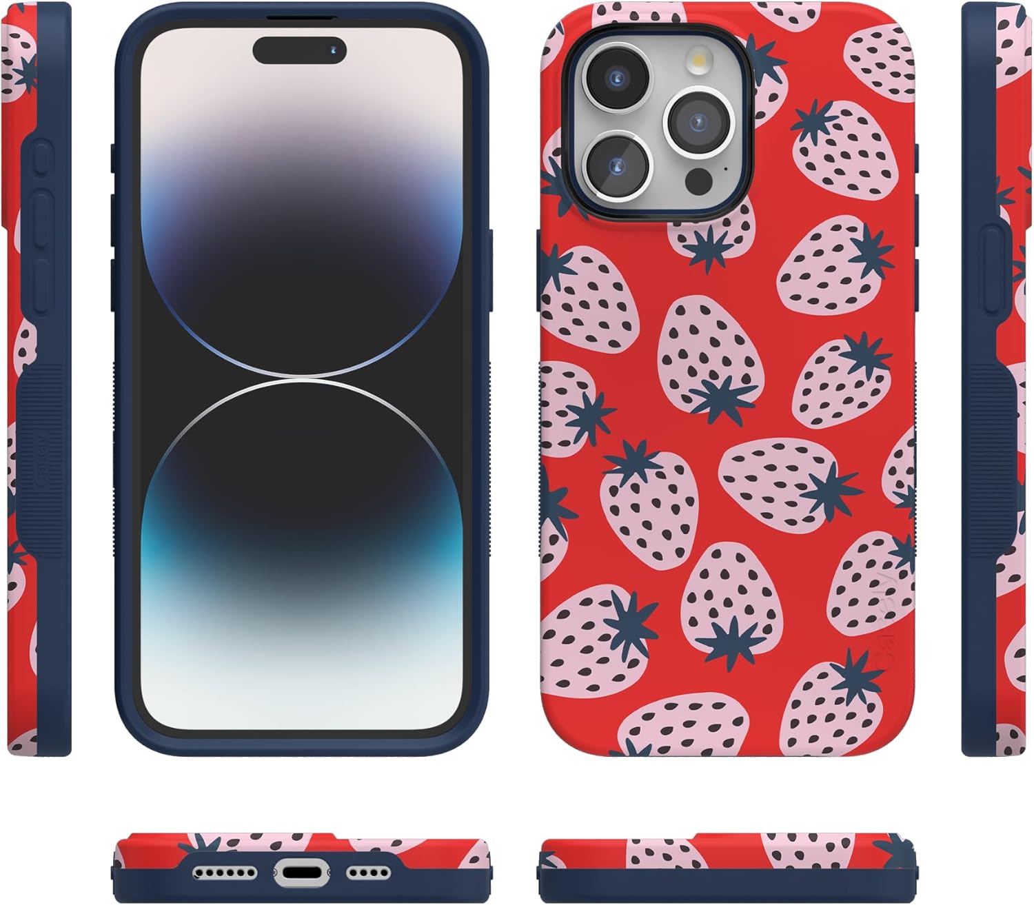 Casely iPhone 15 Pro Case | I'd Pick You | Red Strawberry | Bold Protective Design | Compatible with MagSafe