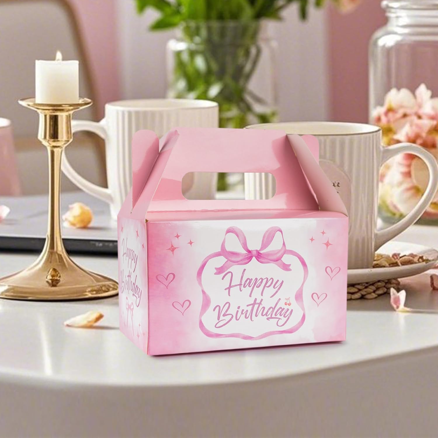 Pink Bow Birthday Decorations, 12 Pcs Bow Party Decorations Treat Boxes, Coquette Birthday Decorations, Bow Decorations for Party, Pink Gift Box Goodie Bags for Candy Cake Dessert Cookies - Image 2