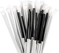 Vista 2 de DuraHome Pajitas de plástico envueltas individualmente, sin bisfenol A, estilo restaurante (pajitas de 10.25 pulgadas de largo, color negro)