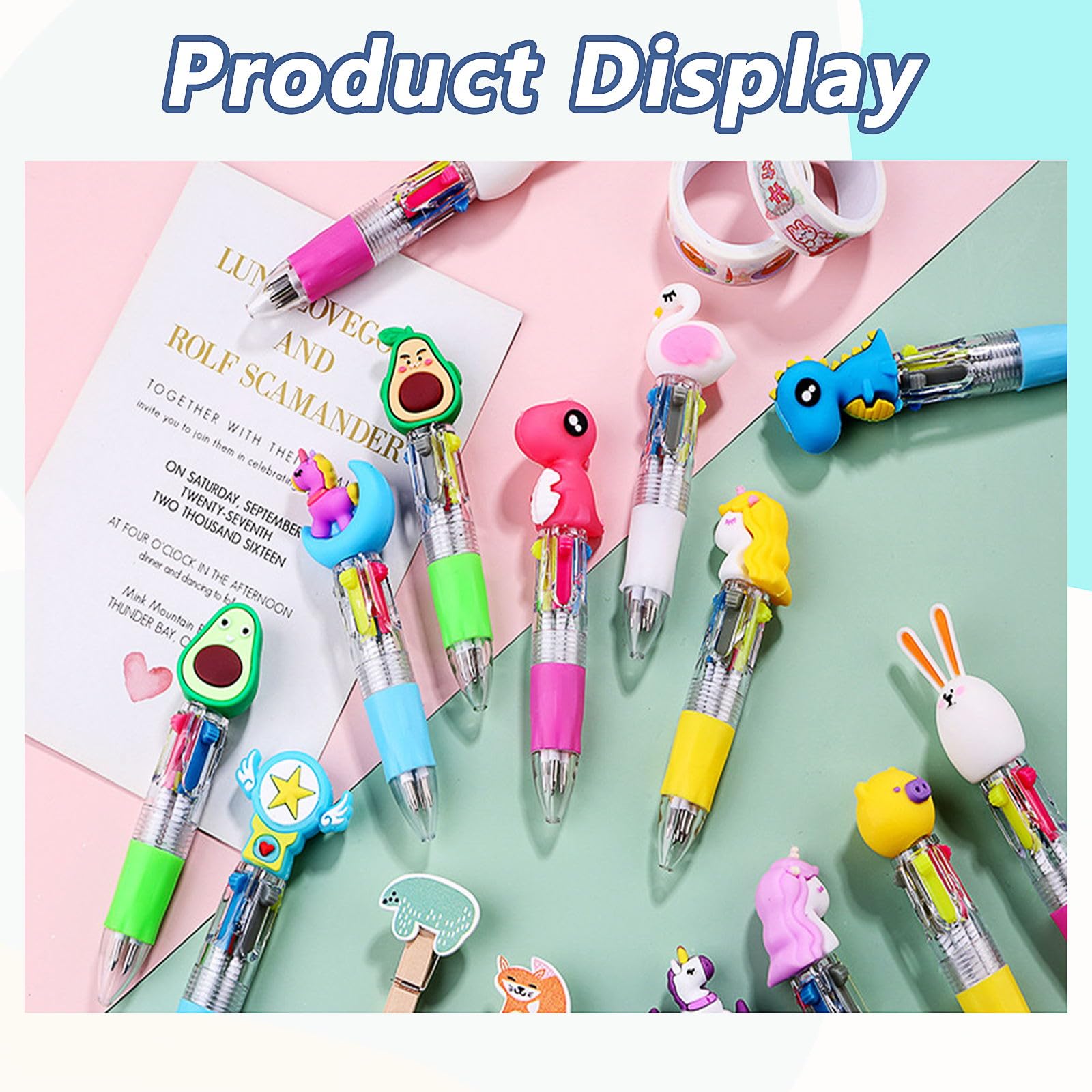 Xndryan Party Bag Fillers for Kids 32Pcs Mini Pens Multi-Coloured Ballpoint Pen Cute Pens for Kids Party Favours School Prizes Class Gifts for 30 Children - Image 3