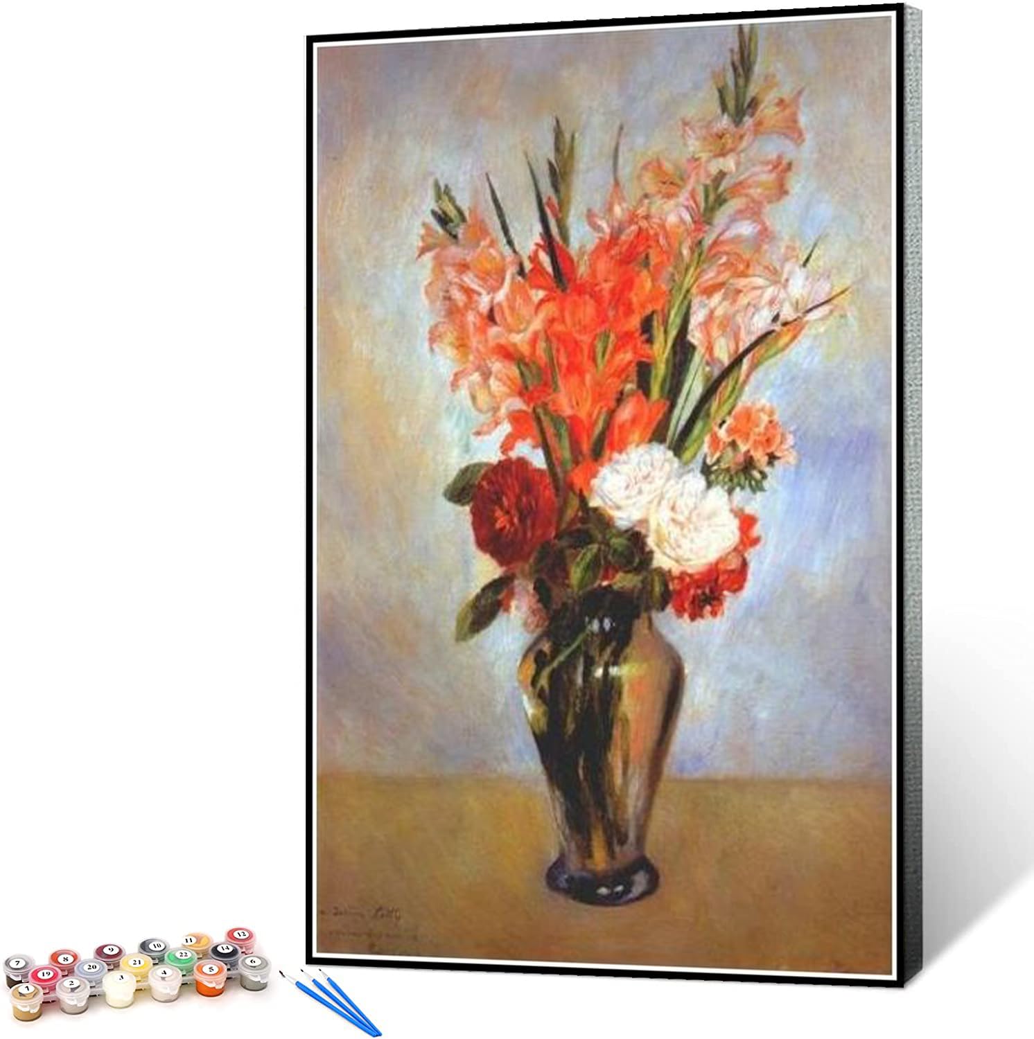 昭和レトロ 複製名画 バッハ グラジオラス 静物画 額装 アートサプライ Amazon.co.jp: DIY絵 デジタル油絵 ピエール・オーギュスト