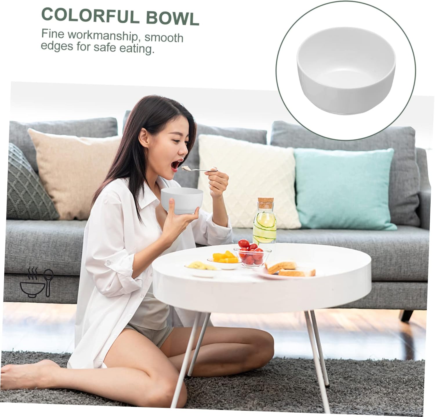 4pcs Ceramic Rice Bowls Stylish Soup and Noodle Containers Food-grade Healthy Meals for Rice Grains and Fruits