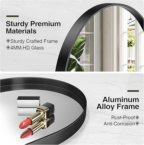Miniatura 4 de Brightify Espejo ovalado negro para tocador de baño de 20 x 30 pulgadas, espejos de baño negro mate para marco de metal de pared, espejo montado en