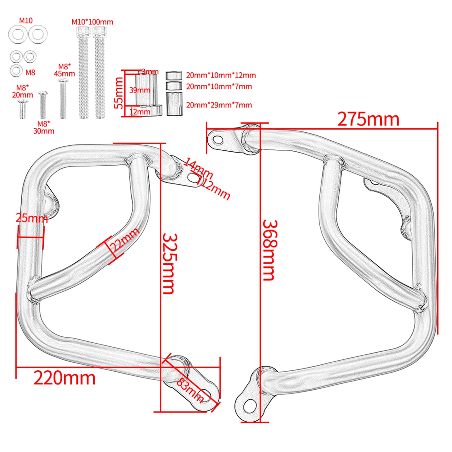 Moto En Acier Au Carbone Autoroute Moteur Pare-chocs Garde Crash Bar Réservoir Protecteur Protecteur De Cadre pour B.M.W F900R F900XR F-900-R F-900-XR F 900 R/XR 2020 2021 2022(Inférieur)