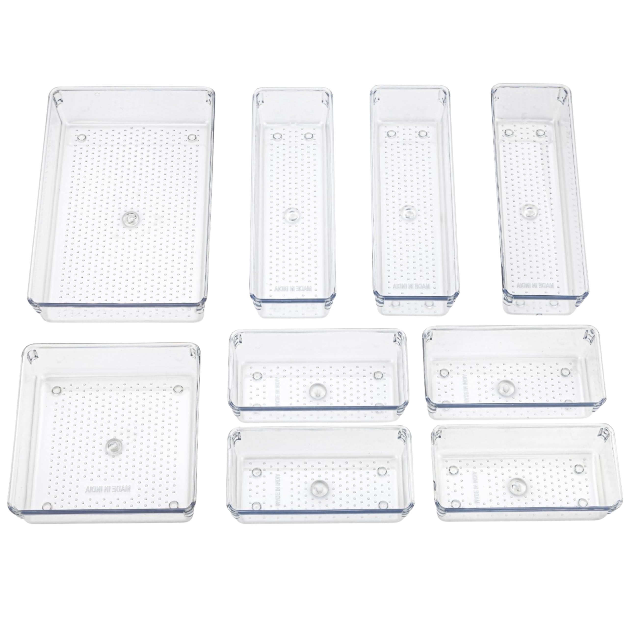 WONJU Refrigerator Organizer Storage Boxes Set of 9, Transparent Plastic Fridge Containers for Fruits Vegetables Kitchen Pantry Drawer Freezer Food Organizer