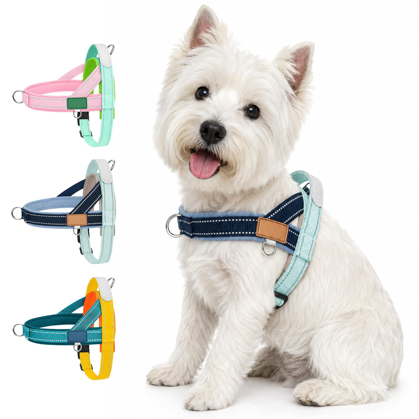No Pull Dog Harness with Handle, Dog Harness for Small Dogs, Blue-Green M