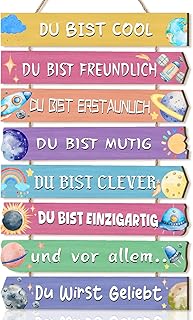 Celestdeco Wandbilder mit Planeten und Regenbogen,Motivierende Wandkunst für Kinderzimmer Babyzimmer Jugendzimmer – Inspirierende Sprüche Schilder für Weltall Deko im Schlafzimmer Jungen Mädchen