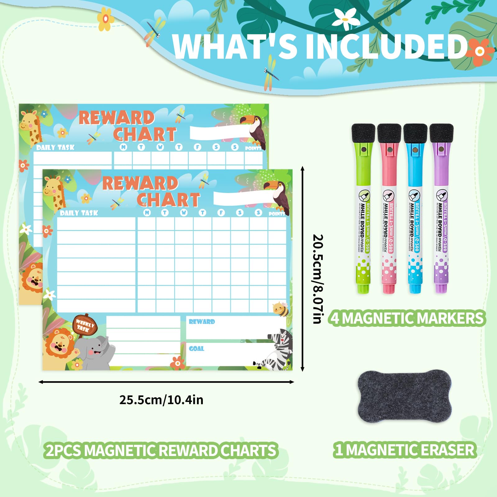 2 Packs Magnetic Reward Charts for Children Behaviour Reusable Fridge Behaviour Chores Charts for Kids to Motivate Responsibility & Good Habits - Image 2