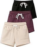 3 Pack: Women's French Terry Square Pocket Shorts Lounge, Casual Shorts with Pockets (Available in Plus)