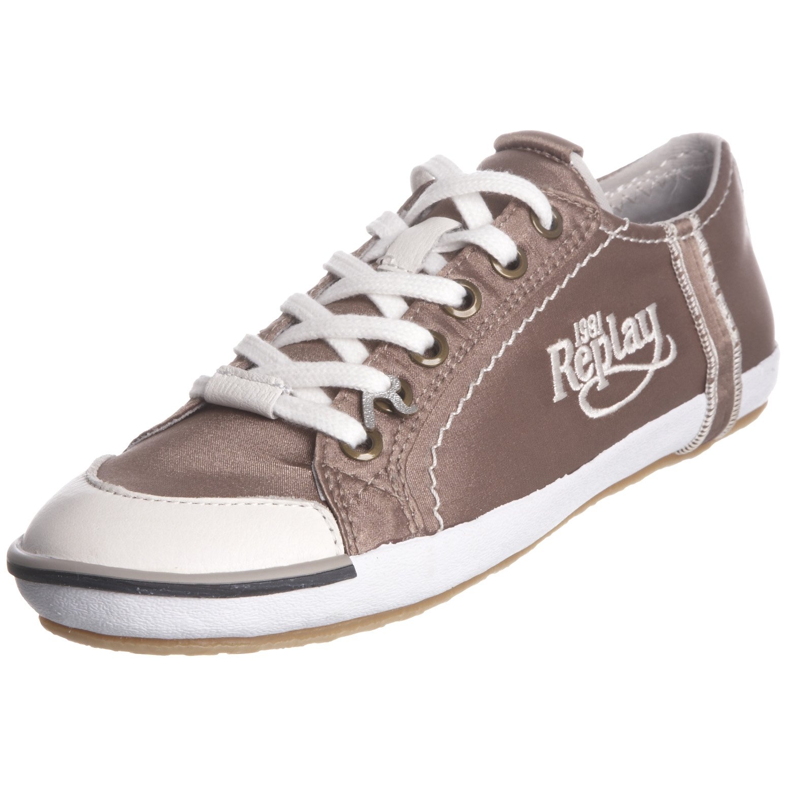 REPLAY Women's Bridgette Satin Bronze Lace Up Trainer GWV14.003.C0024T.011 3 UK