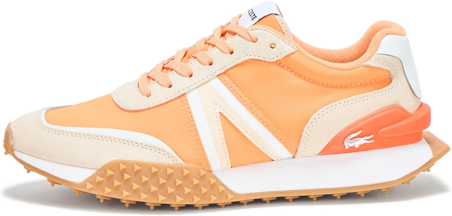 Lacoste Women's L-Spin Deluxe Sneaker, Light Orange/Off White, 8.5
