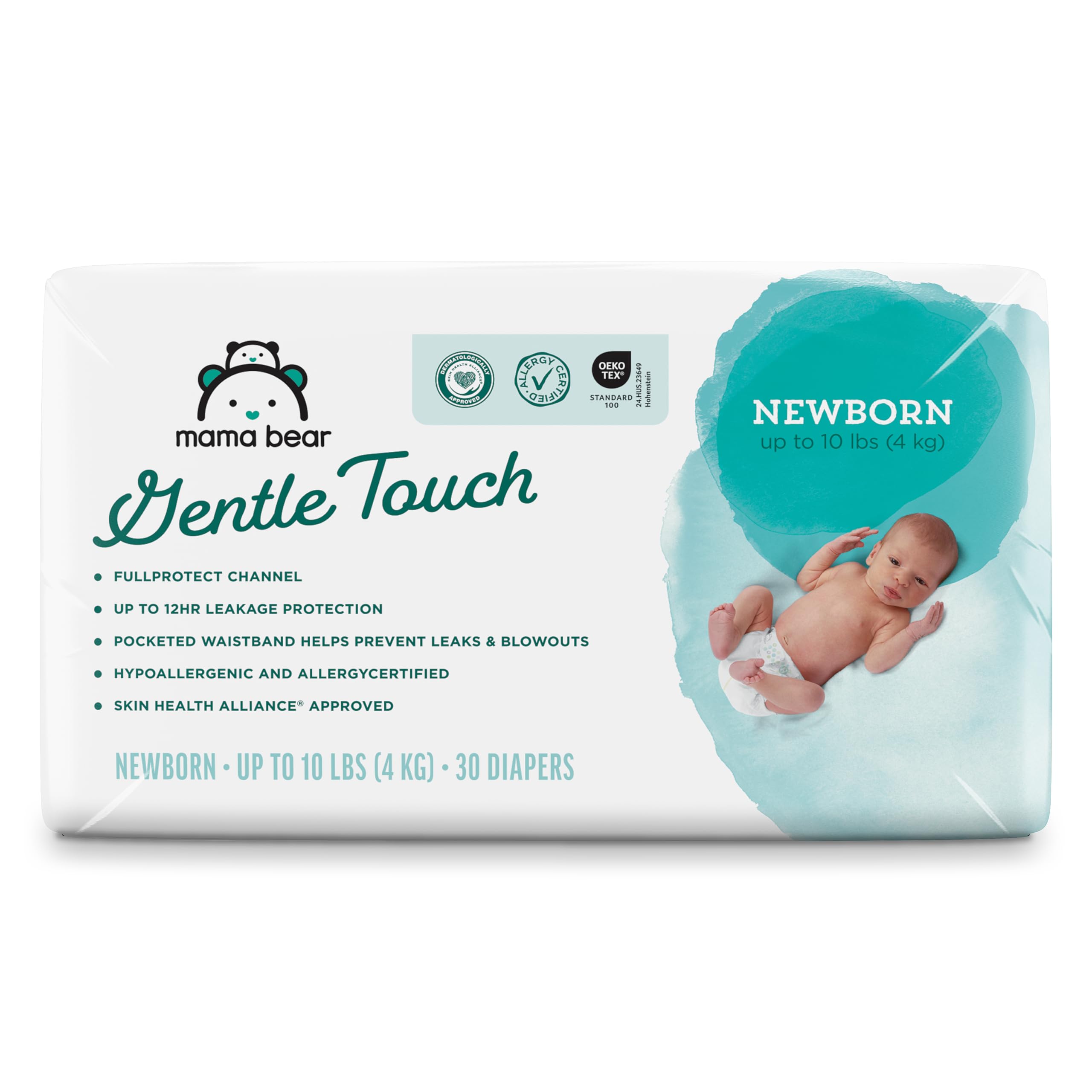 Amazon Brand - Mama Bear Gentle Touch Diapers, Size Newborn, Keeps Baby Dry, Skin Safe, F…