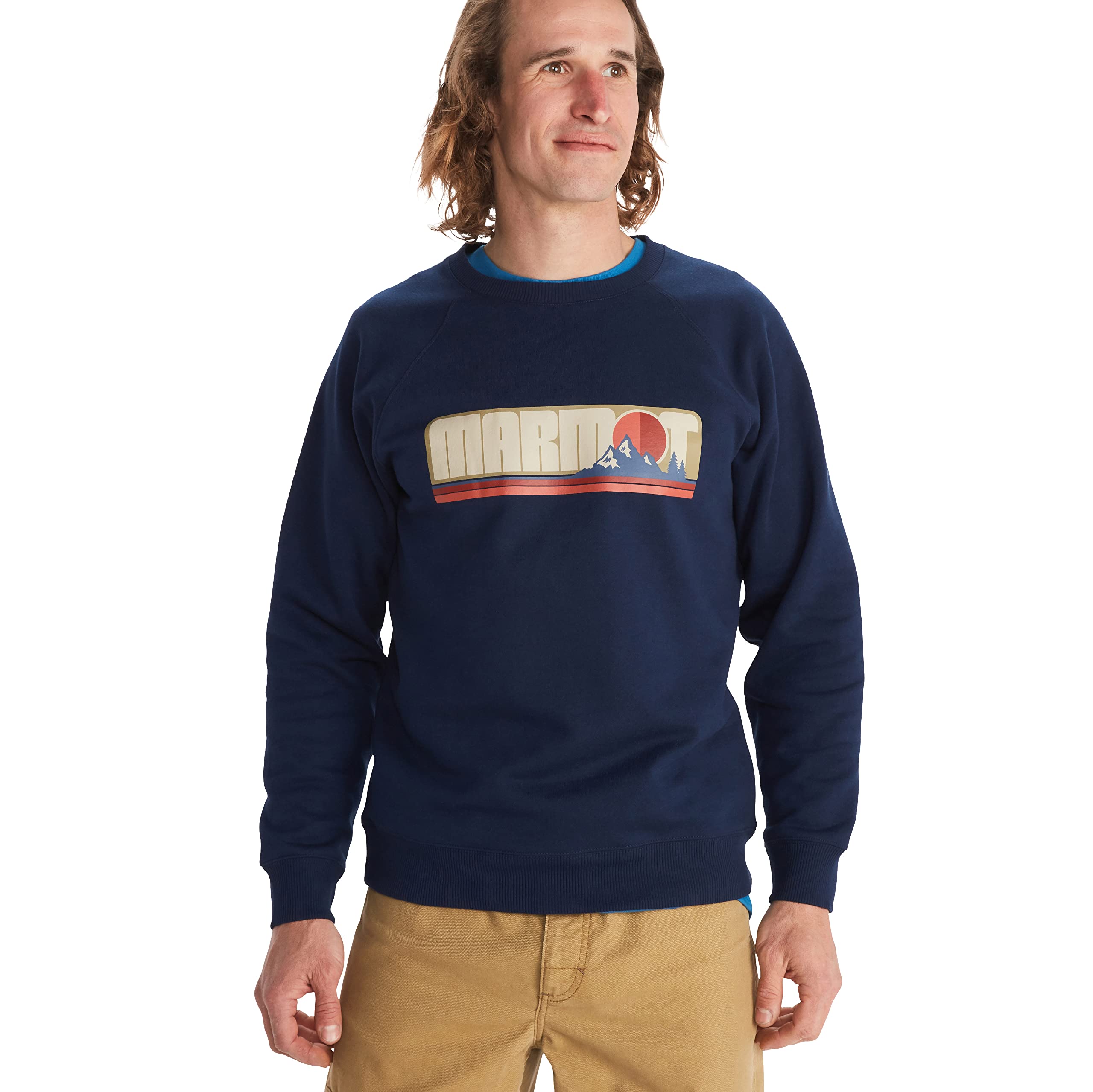 MARMOT Men's Montane Crew Sweatshirt - Screen Printed Graphic on Warm, Breathable, Eco-Friendly Cotton/Poly Blend, Arctic Navy, XXL