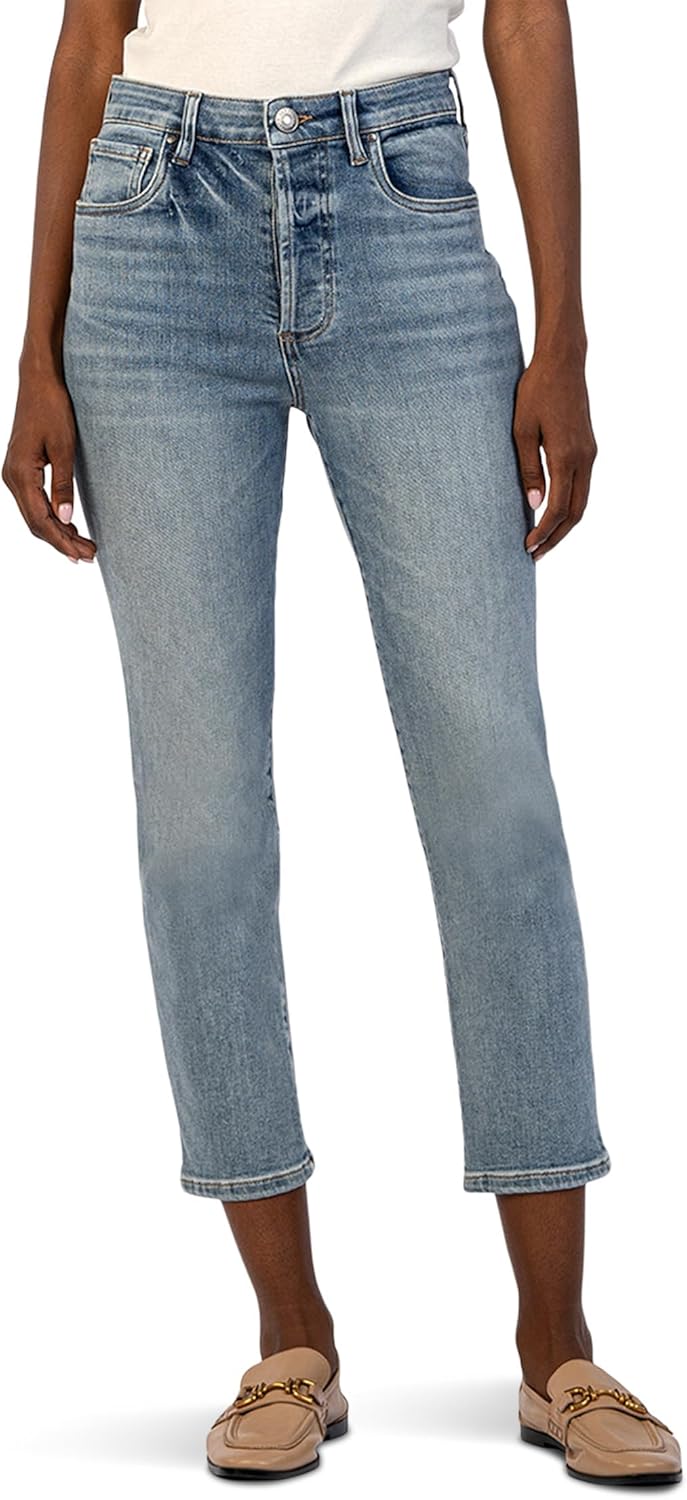 KUT from the Kloth Womens Elizabeth High-Rise Crop Straight Legs Regular Hem in Supported