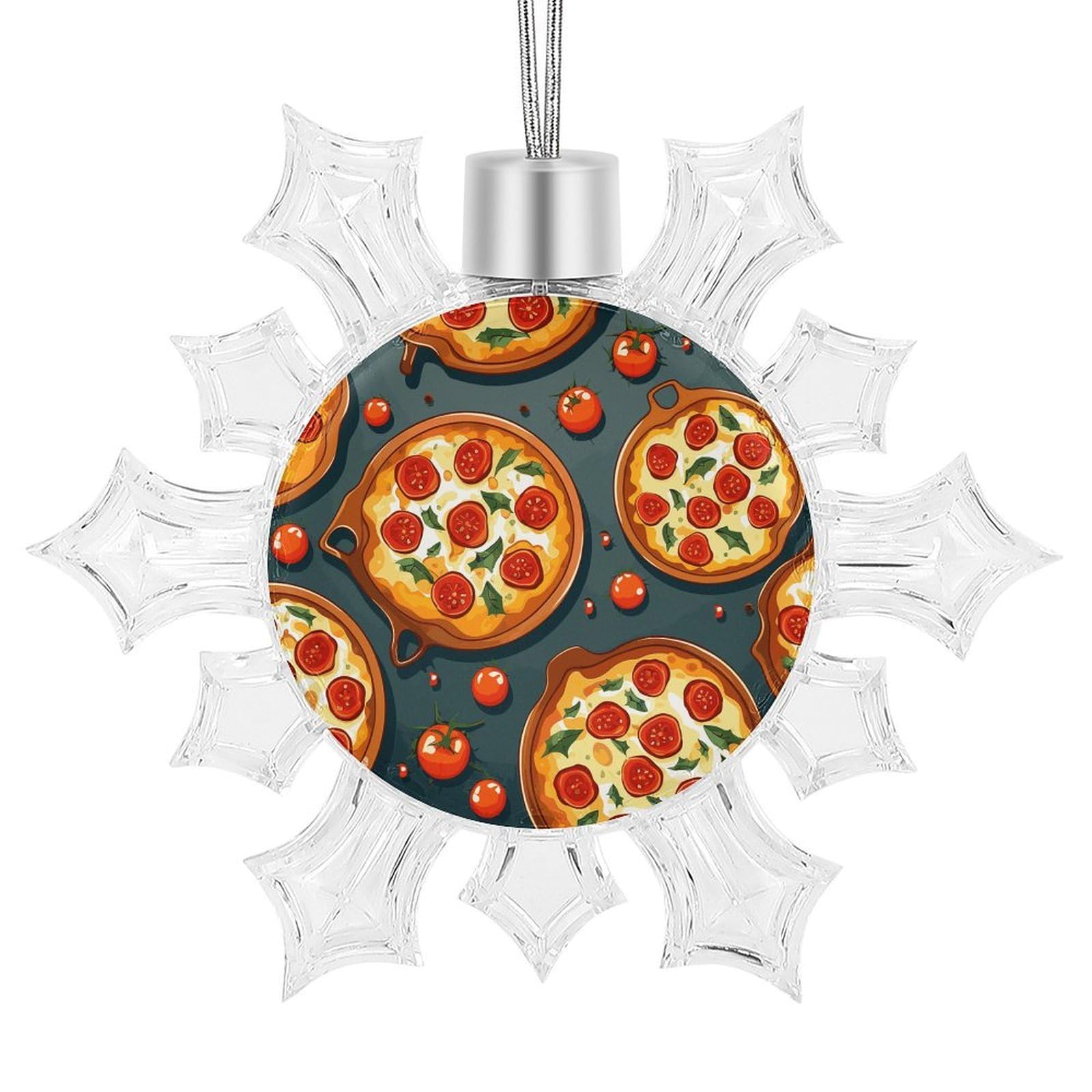 Pizza Food Snowflake Decorations, Winter Snowflake Ornaments Christmas Party Decorations Christmas Tree Decorations for Xmas Tree Winter New Year Party Supplies