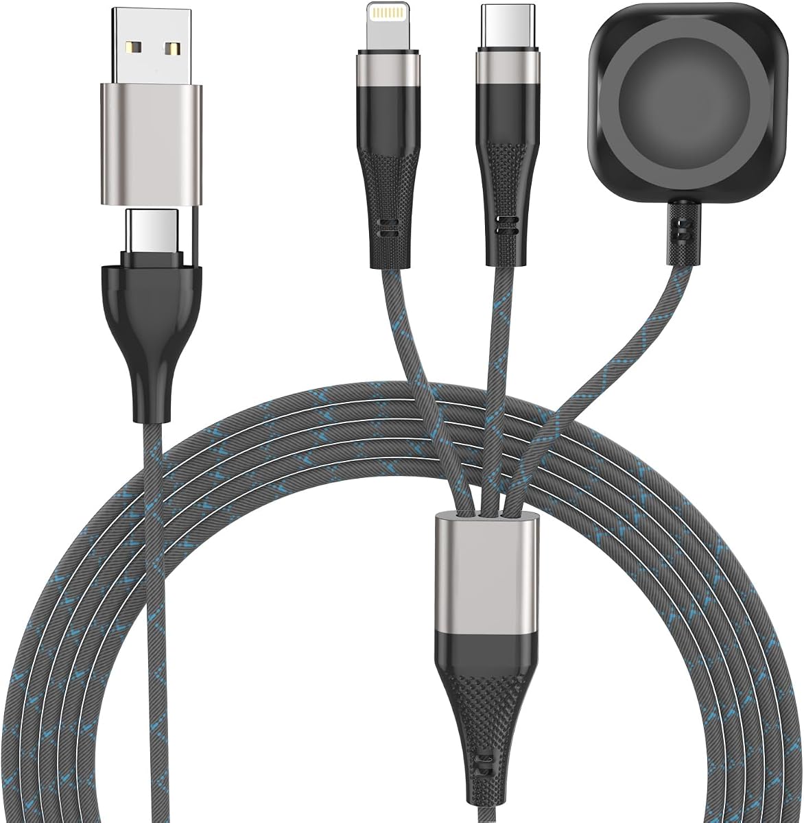 2025 Upgraded 3 in 2 Travel Charger for Apple Watch & iPhone - USB C/Magnetic Wireless Fast Charging Cable, Compatible with iWatch Ultra 2/SE/10-1, iPhone 16/15, Galaxy S24 (Portable 6FT)