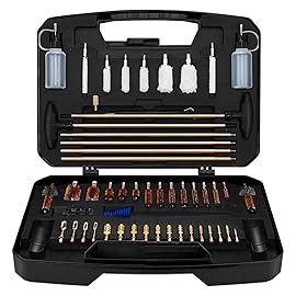 Raiseek Gun Cleaning Kit Pistol Rifle Shotgun Universal Cleaning Kit Gun Cleaner for 20GA 12GA .45 .40 .357/.380/.38/9MM .338 .325/8mm .30/7.62MM .270 .250 .243 .22 .17 All Calibers-(Brass Jags-Black)