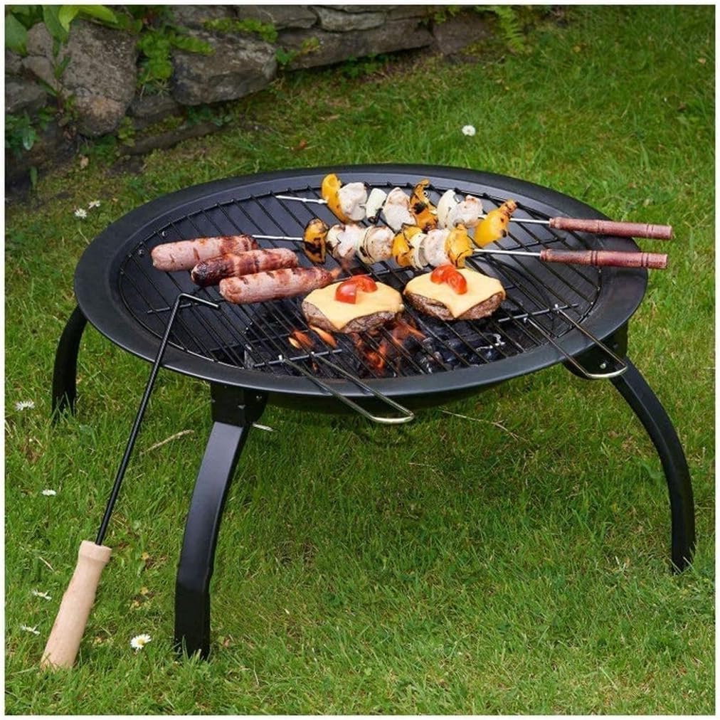 Outdoor Fire Pit Fire Large Bonfire Wood Burning Patio Coal Grill Firepit for Outside Grill Charcoal Smokeless Grill with Spark Screen Poker