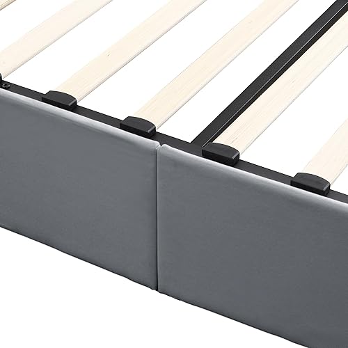 Miniatura 26 de Harper & Bright Designs Cama tapizada de plataforma matrimonial con almacenamiento elevable, marco de cama de tamaño matrimonial con almacenamiento