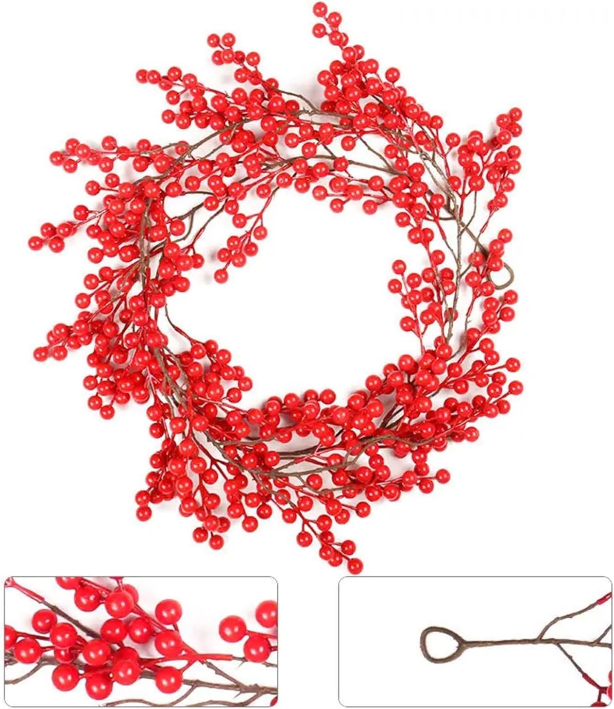 WHZHDMA 68/74 inches Artificial Red Berry Christmas Garland Flexible Berry Vine Fireplace Decorations Kitchen Home Garden Ornaments