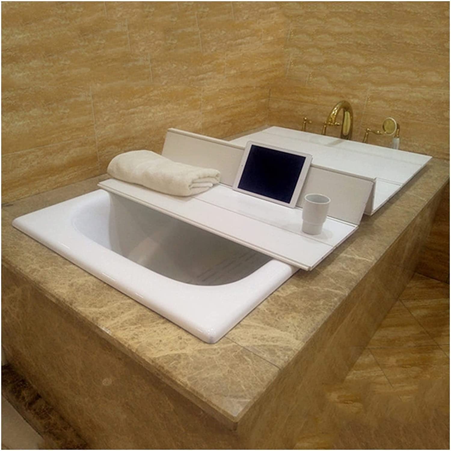 Couvercle de baignoire pliable en PVC blanc résistant pour isolation et confort