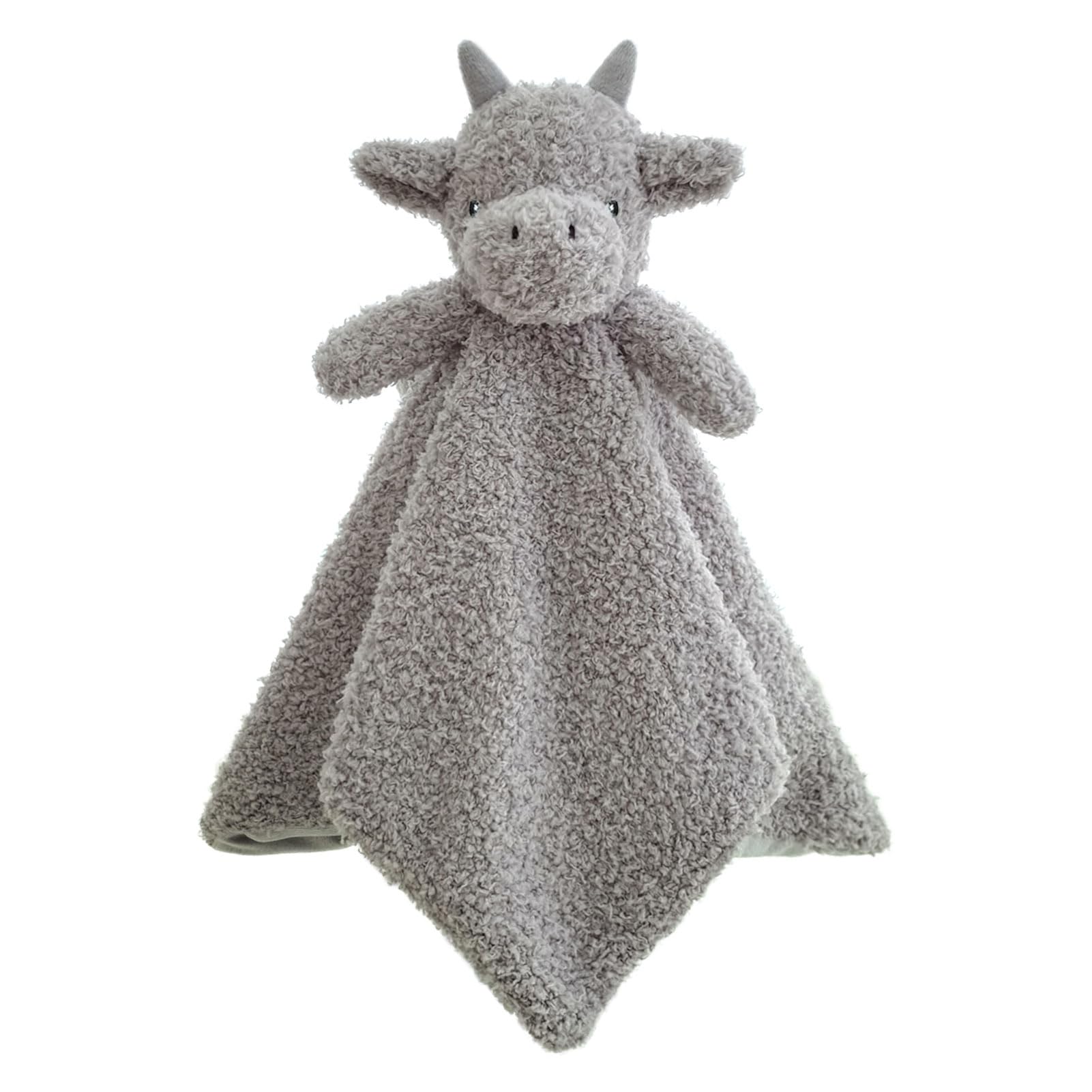 Doindute Baby Gray Dragon Soft Stuffed Animal Security Blanket, Plush Dinosaur Character Lovey Blanket, Baby Shower/Nursery Gift, Newborn Infant Toddler Snuggle Blankie for Boys Girls, 14 Inches