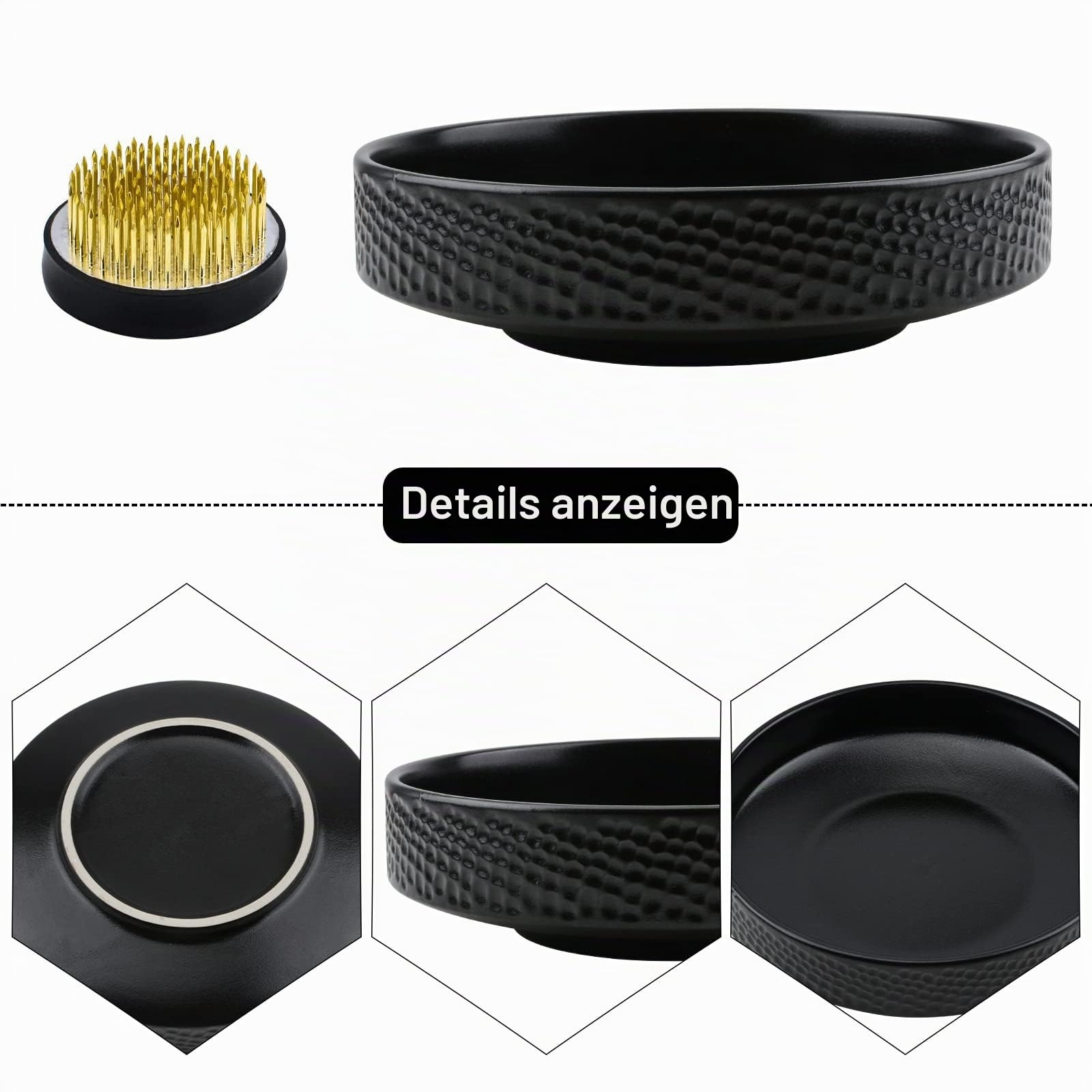 WANDIC Blumenarrangement Zubehör, Innen- und Außen kreisförmige Keramik Blumentöpfe, Hämmer, Schwarze Blumentöpfe, verwendet für IKEA Florale Home Office Dekoration