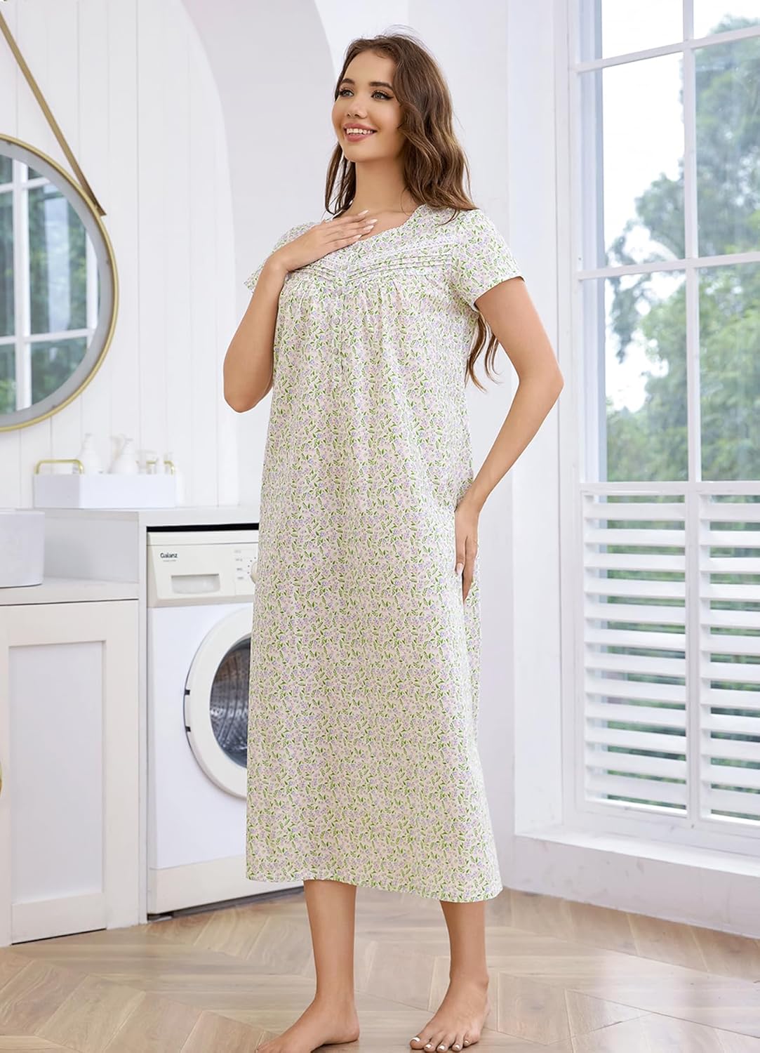 IZZY + TOBY Women's 100% Cotton Soft Nightdress Pajamas Short Sleeve Women Nightgowns - Image 2
