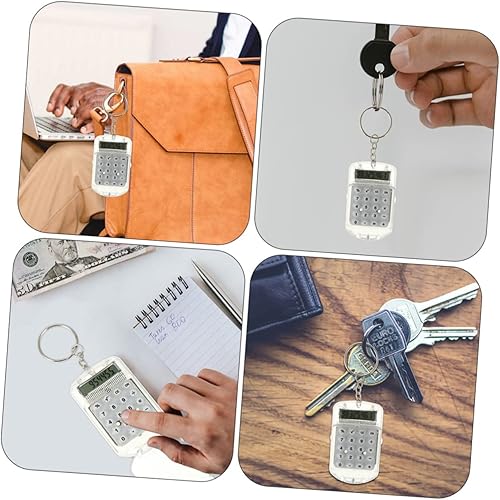 Miniatura 9 de Juego de 4 mini calculadoras de llavero, pantalla LCD portátil, calculadoras de bolsillo ligeras para estudiantes, accesorios de oficina, funciones
