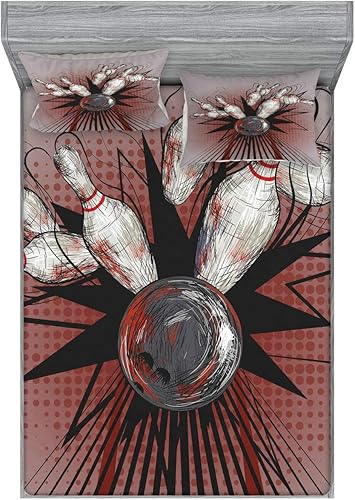 Miniatura 241 de Ambesonne Juego de sábanas bajeras y fundas de almohada occidentales, sombrero de vaquero con temática del salvaje oeste y cuerda de ganadería vieja