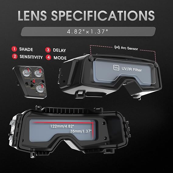 YESWELDER True Color Auto Darkening Welding Goggles, Wide Shade Range 4/5-9/9-13 with Grinding, Welding Glasses Welder Mask Welding Helmet for TIG MIG ARC Plasma Cut