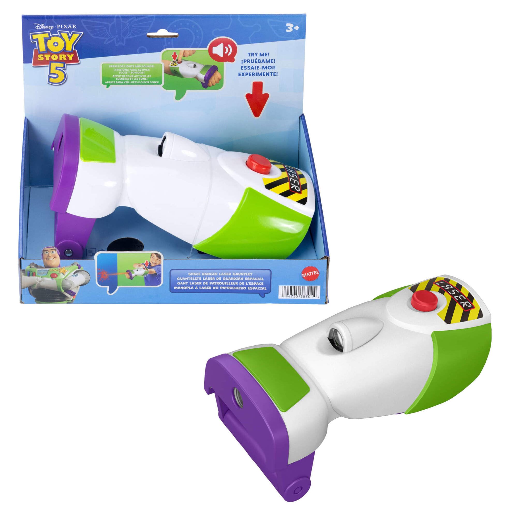 Mattel Disney and Pixar Toy Story 5 Space Ranger Laser Gauntlet Buzz Lightyear Roleplay Item with Lights, Vibrations, 35+ Sounds and Phrases
